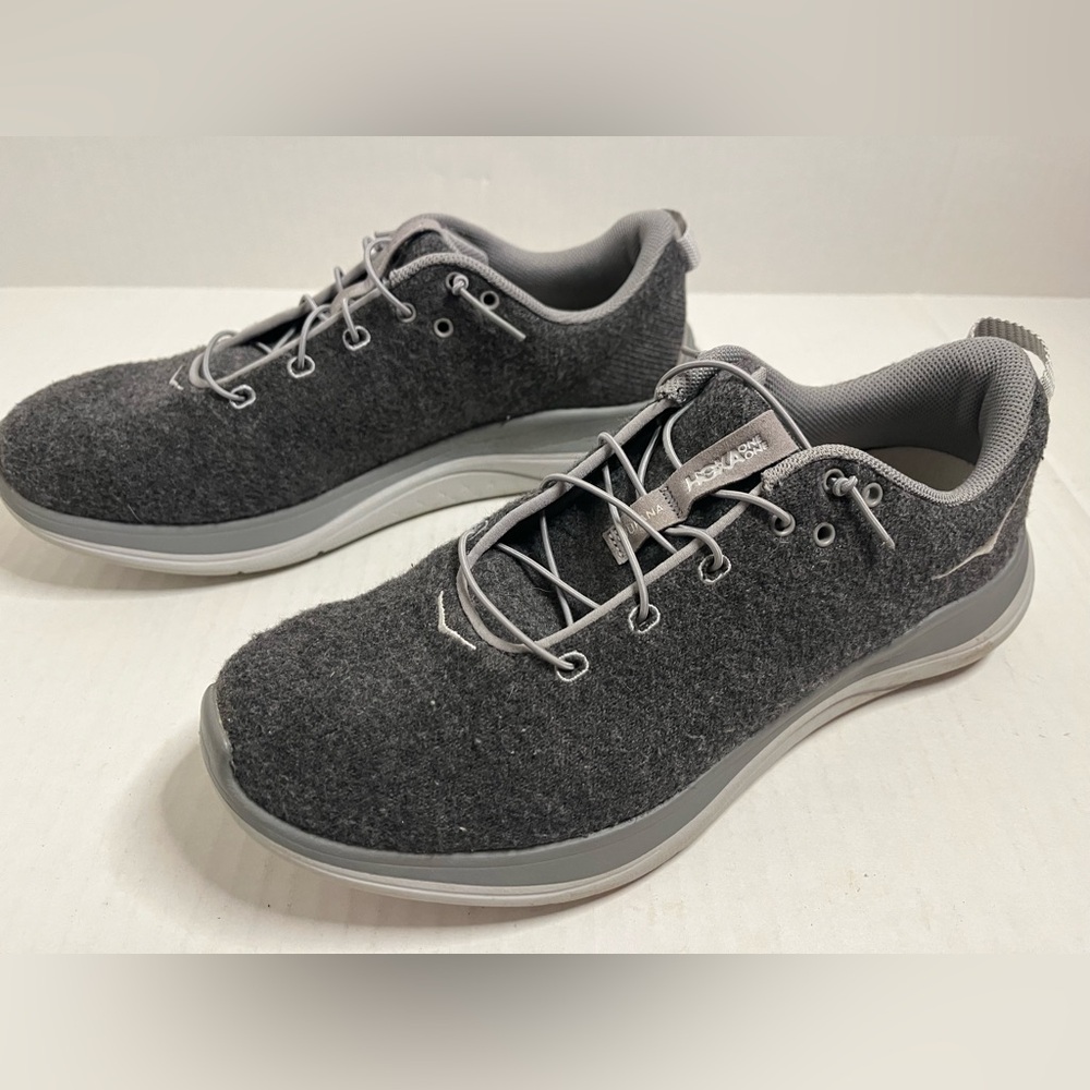 Hoka One One Hupana Flow Shoes Women’s 7.5 Gray Wool Running Sneakers.
